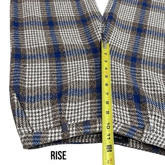 En Saison Blue and Brown Check Crop Pants Old Money Chic Academia Size S - Image 9