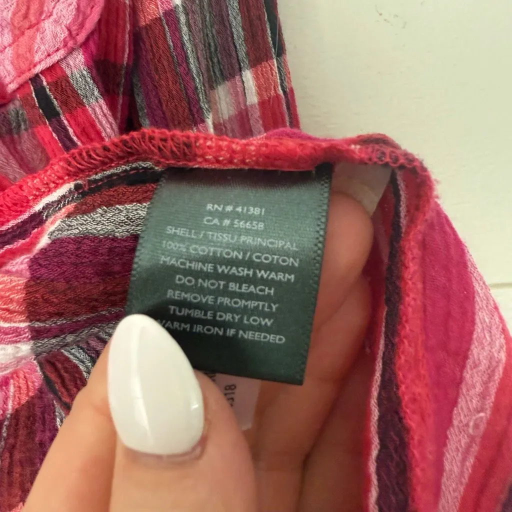 Lauren Ralph Lauren Women’s Small Pink Plaid Longsleeve Top Blouse - Image 3