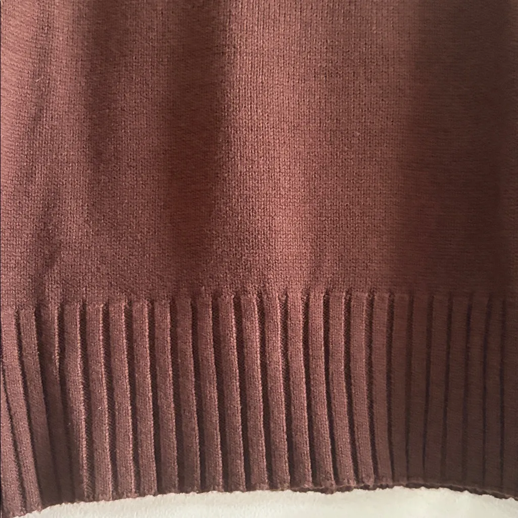 Brown Ribbed Turtleneck Sweater - Image 3