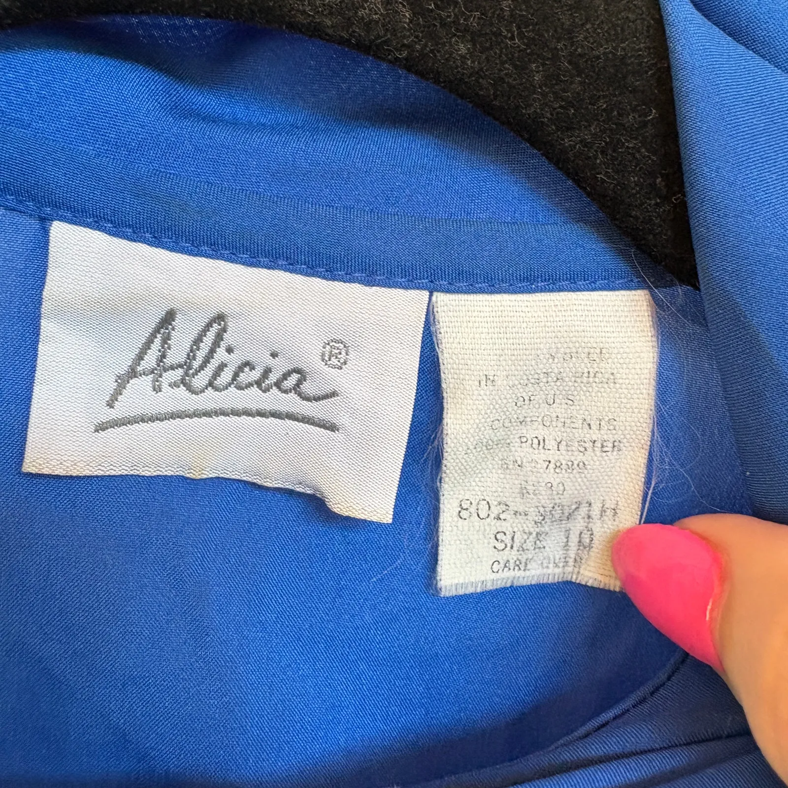 Vintage Royal Blue Office Blouse Prairie Modest Classic Career Western Summer Size M - Image 7