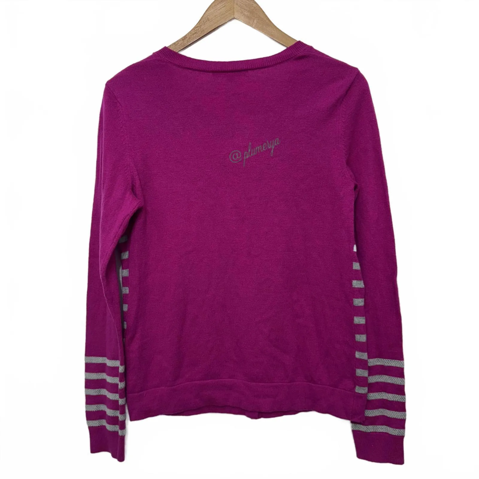 Gap Women's Striped Sequin Cardigan in Electric Fuschia Size M - Image 2