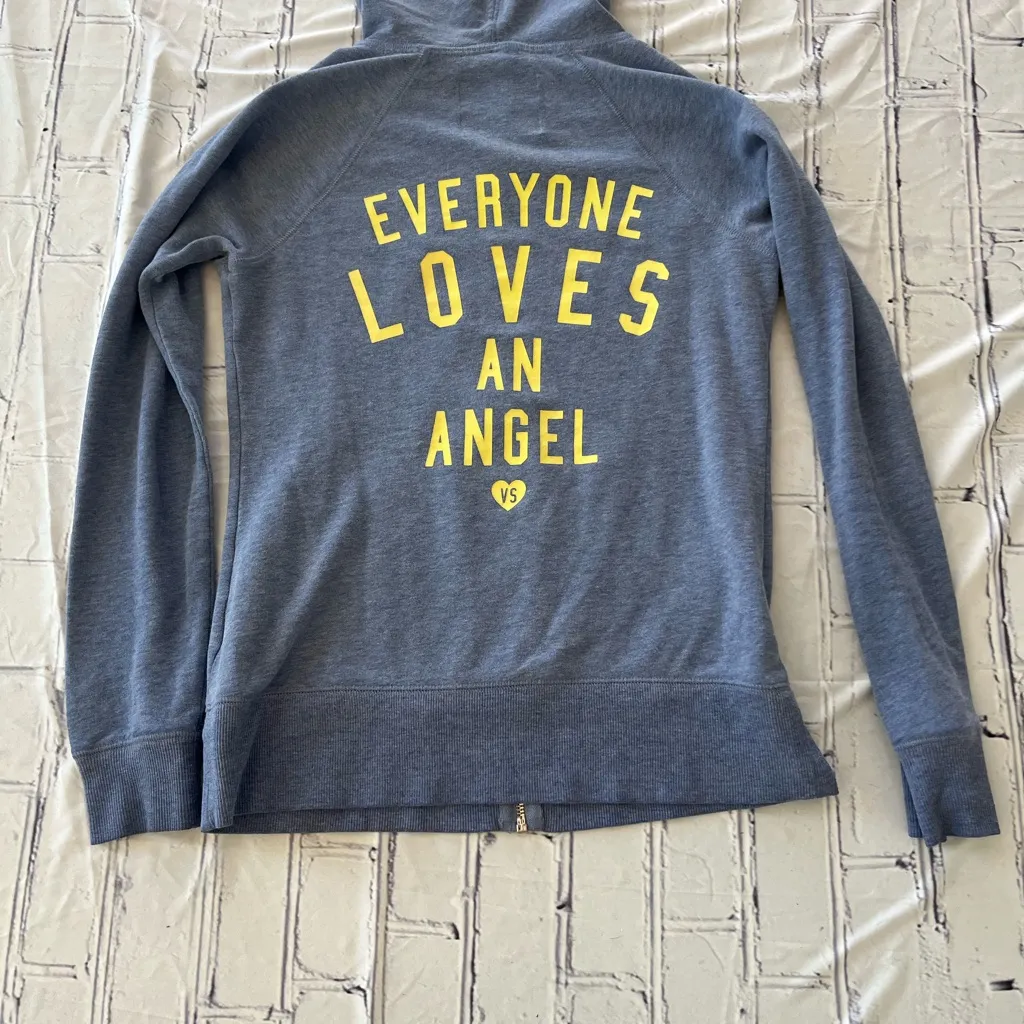 Vintage Victoria’s Secret Full-Zip Hoodie S Petite Y2K Angel Graphic Navy Blue - Image 8