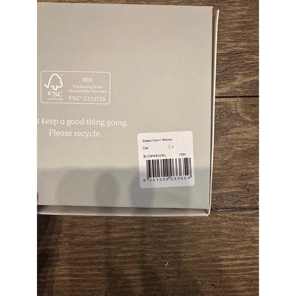 Ettitude Sateen Cami – Size Large – Oat – NIB - Image 3