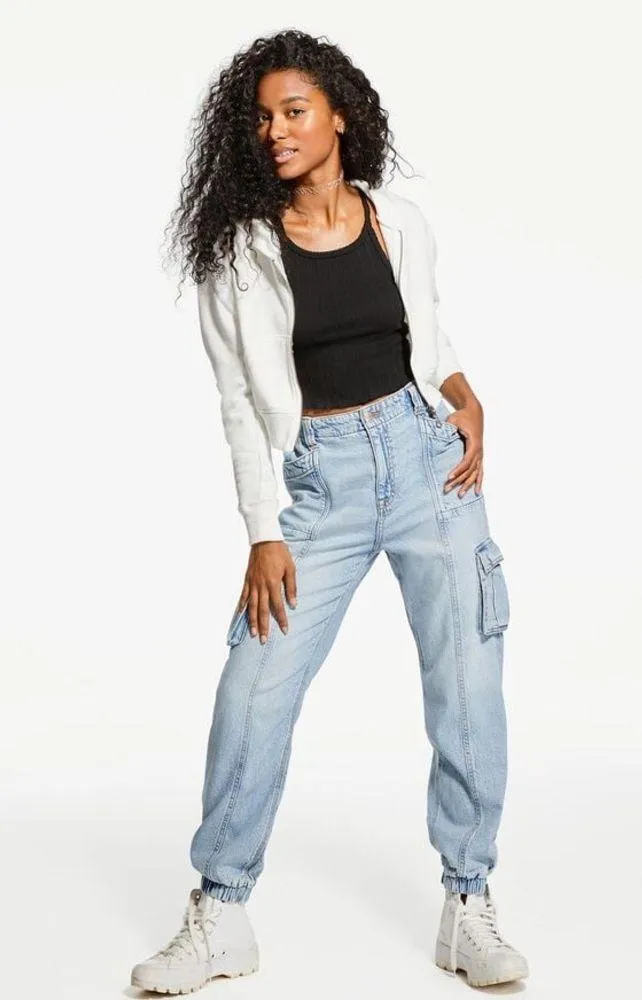 Aeropostale- 90s Super High-Rise Baggy Denim Cargo Jean Joggers Size Small - Image 2