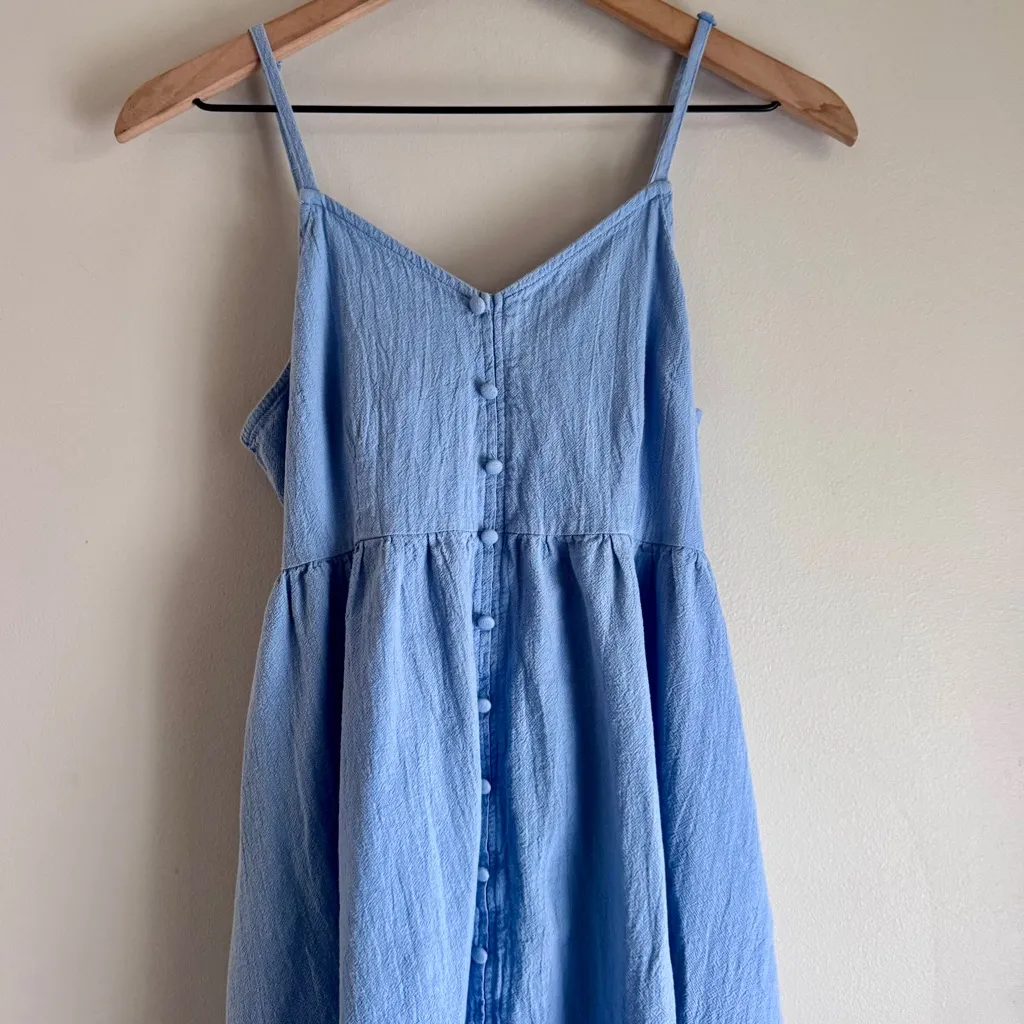 Universal Thread Sleeveless Button Front A-Line Midi Tie Back Blue Dress Sz Med - Image 4