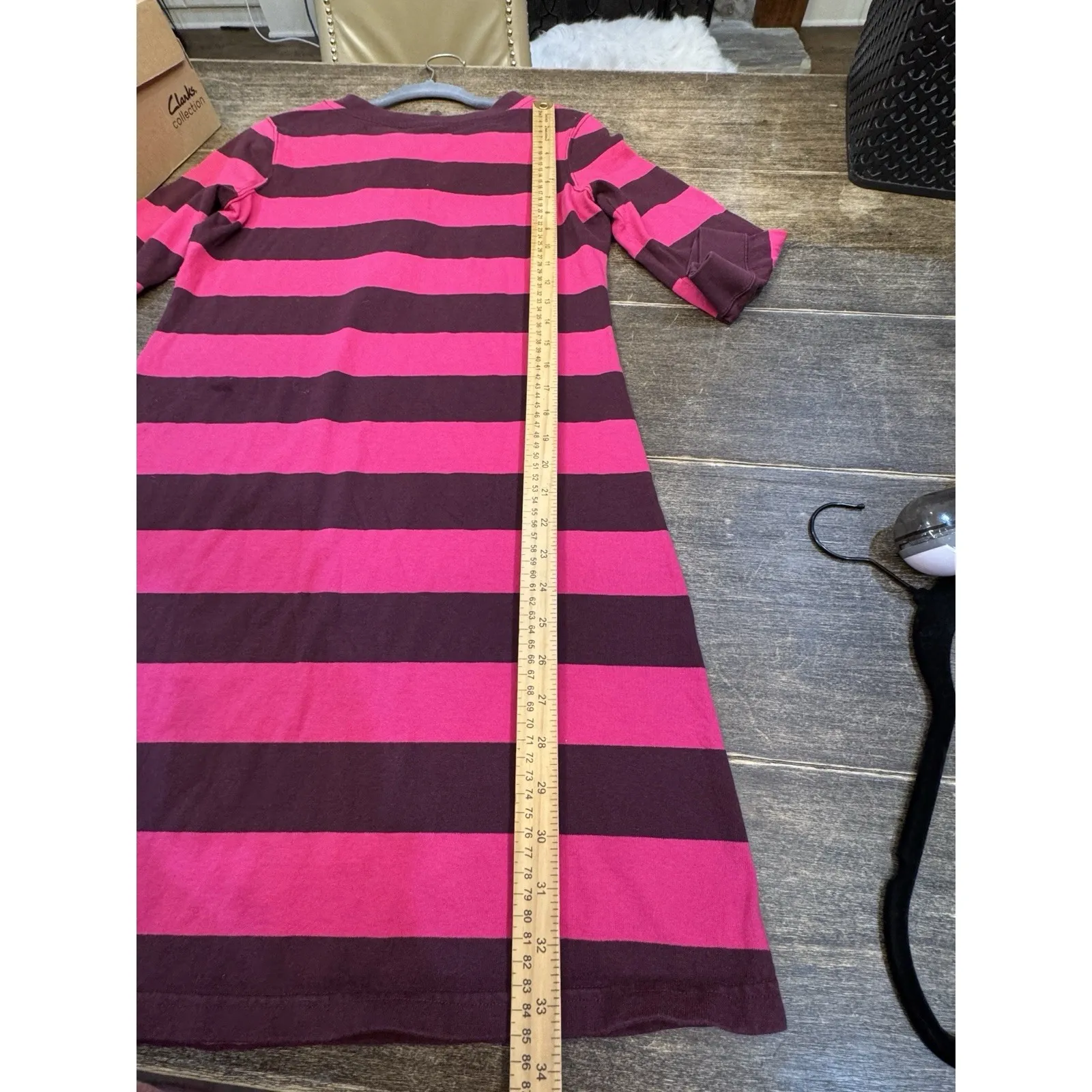 Patagonia Women 3/4 Sleeve Sender Stripe Mini Dress Pink Organic Cotton Medium - Image 7
