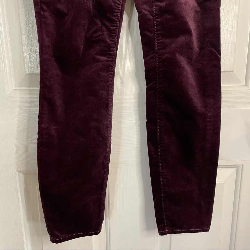 GAP Chic Burgundy Side Zip Velvet Leggings Size 26R dark academia preppy - Image 2