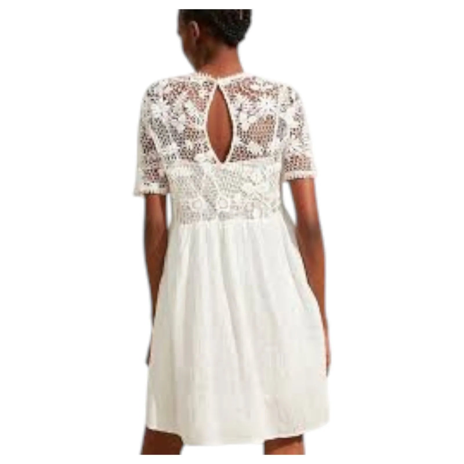 Zara White Crochet Lace Gauzy Babydoll Mini Dress Size XS NEW with Tags - Image 5