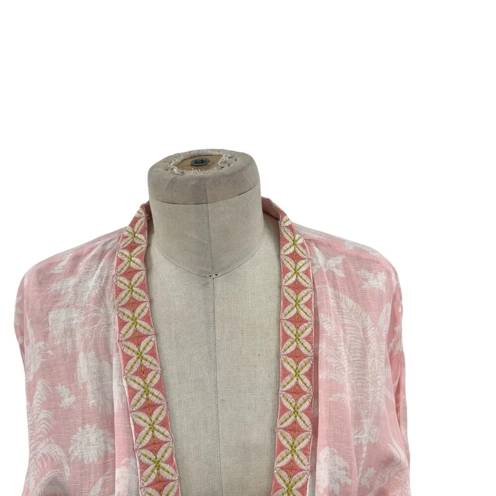 Spartina 449 Old‎ Field Beach Swim Cover Up Tassel Linen Blend Pink One Size - Image 4