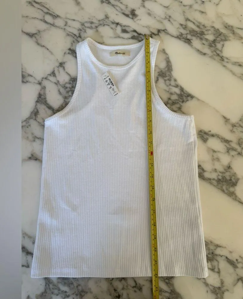 NWT Madewell High Neck in Sleekhold White Tank Top US Women XS - Image 6