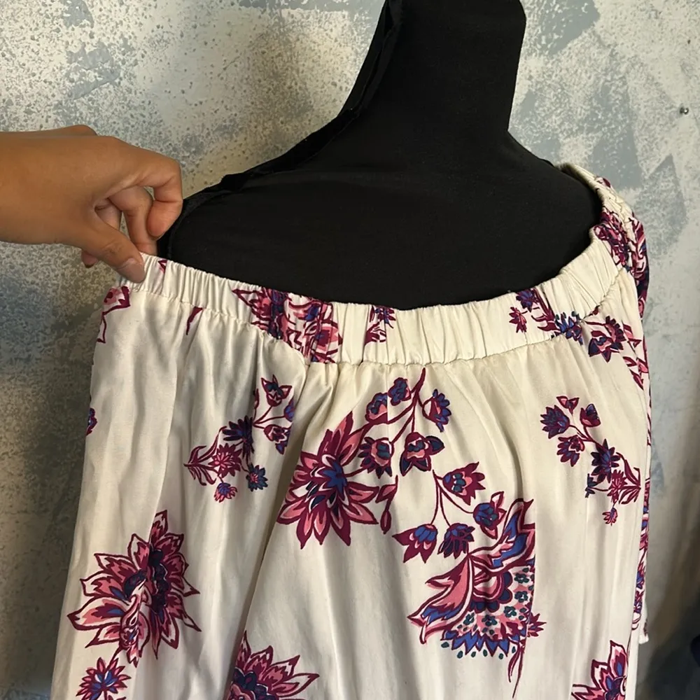 Old Navy Ivory Flower Print Off Shoulder Midi Dress size M - Image 2