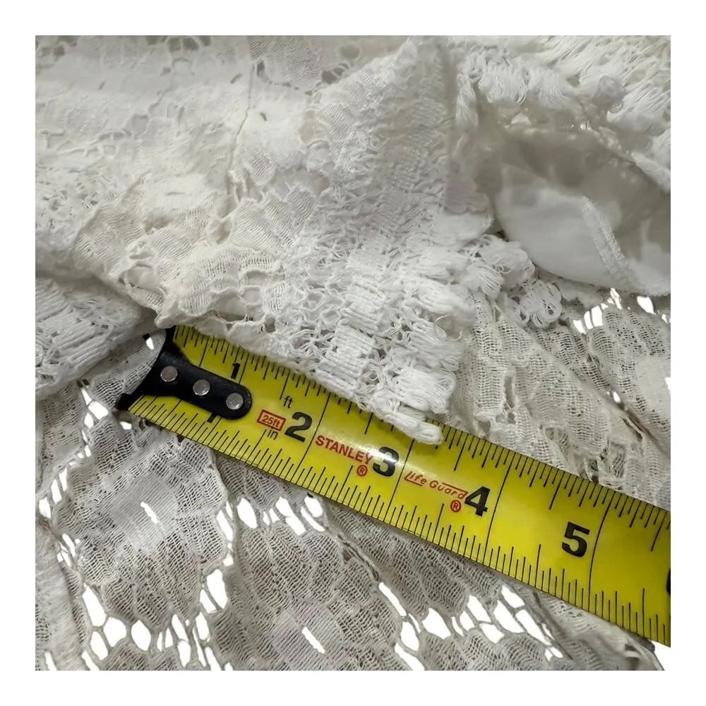 CUPSHE Womens XL CROCHET JUMPSUIT Shorts + Dress White High Low Floral Smocking - Image 10