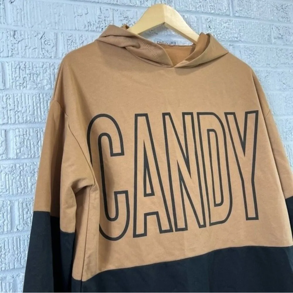 La'Zeyn CANDY Medium European Black and Brown Tunic Hoodie Long Sweater - Image 3