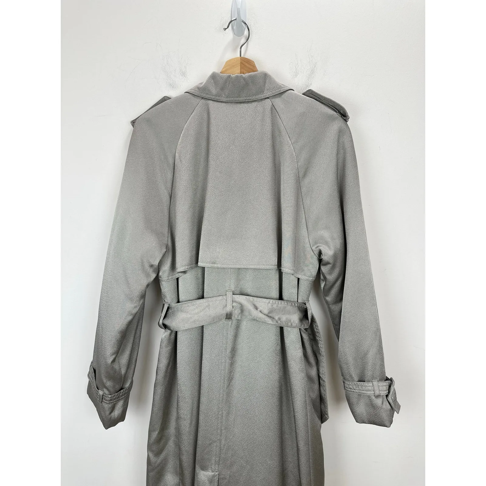 J.Crew Relaxed Trench Coat Satin Crepe Mid Length Silver Gray Insulated US 2 NWT - Image 14
