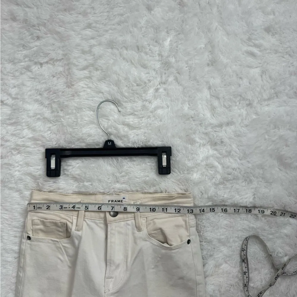 Frame Le Crop Mini Two-tone Cream/White Raw Hem Jeans Sz 25 - Image 9
