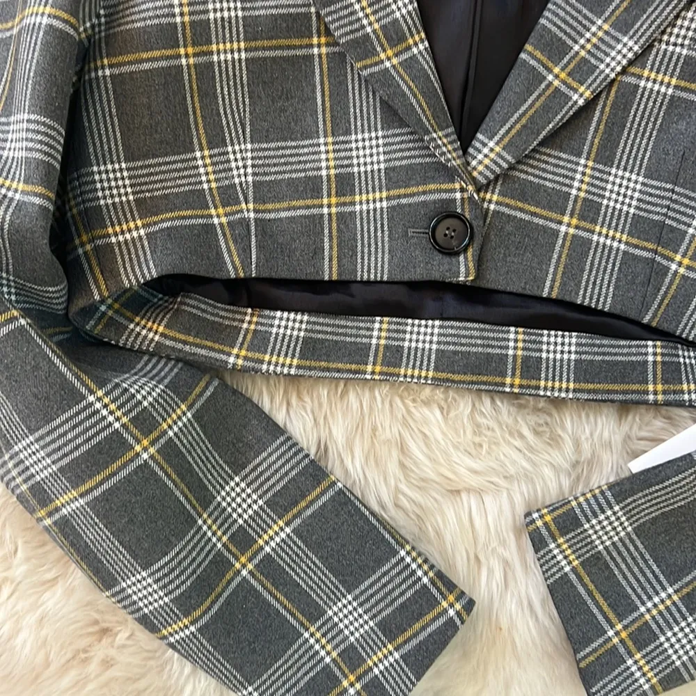 Elleme Checked Cropped Jacket Gray Size undefined - Image 3