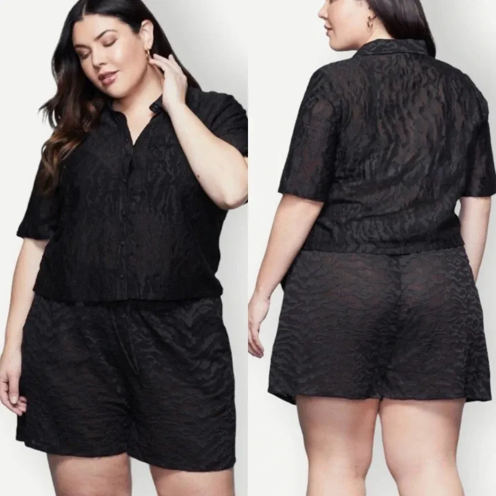 Good American Sheer Zebra Running Shorts‎ Black - Image 2