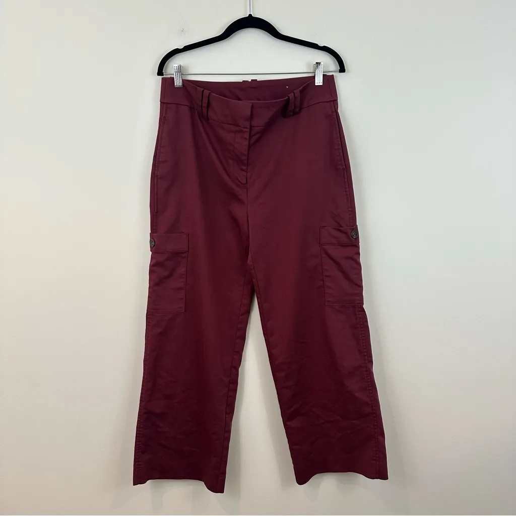 Chico's Sateen Cargo Pants Deep Red Wide Leg Pants Size 10R Women's - Image 2