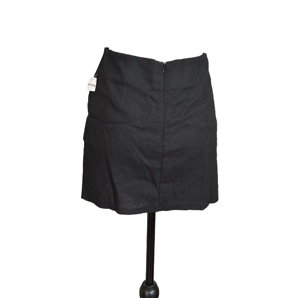 Etophe Studios Linen Cotton Blend Ruffle Mini Skirt Lined Black Size M NWT - Image 2