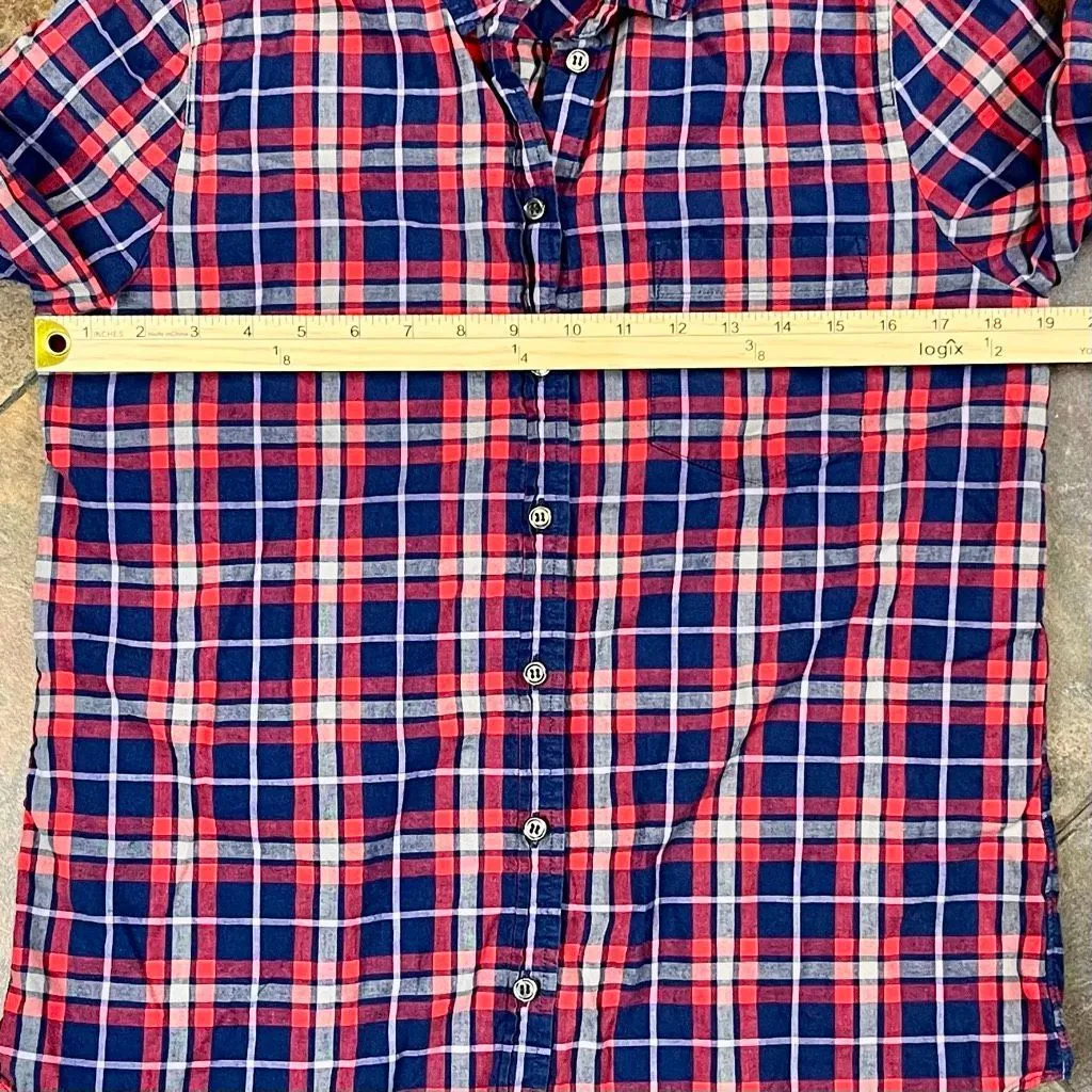 J. Crew Boy Fit Plaid Gingham Long Sleeve Medium Red - Image 6
