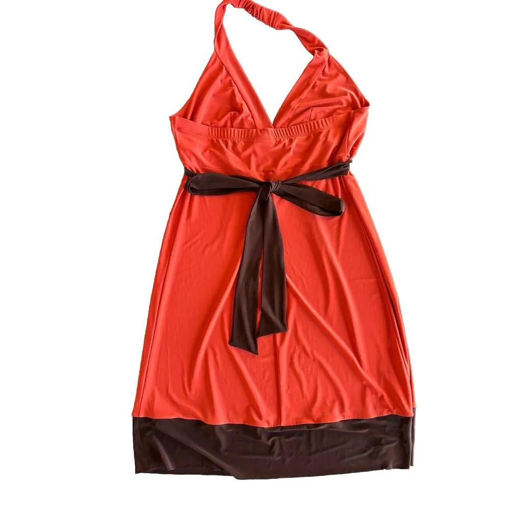 NWT Bisou Bisou Women’s 10 Halter Style Rust and Brown No Wrinkle Slinky - Image 2