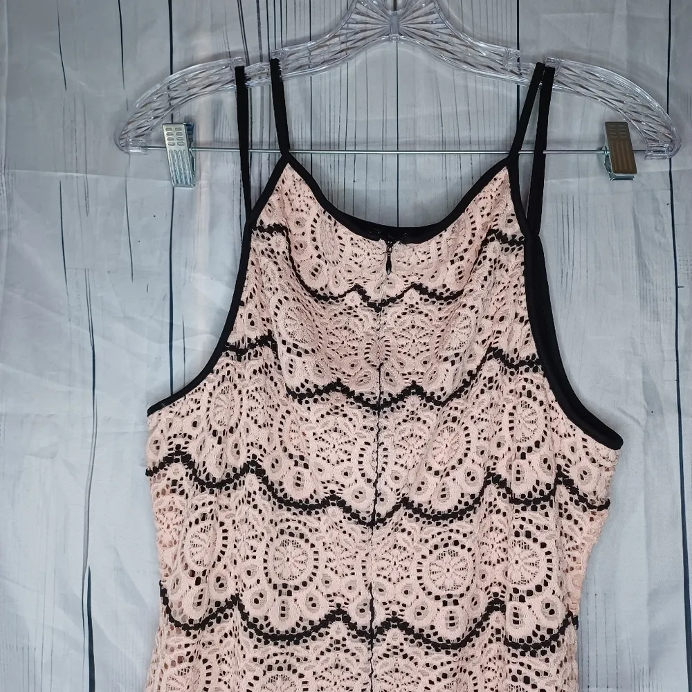 Vtg Guess Cocktail Dress Mini Light Pink Lace Overlay Guess LosAngeles 90s Y2K - Image 12