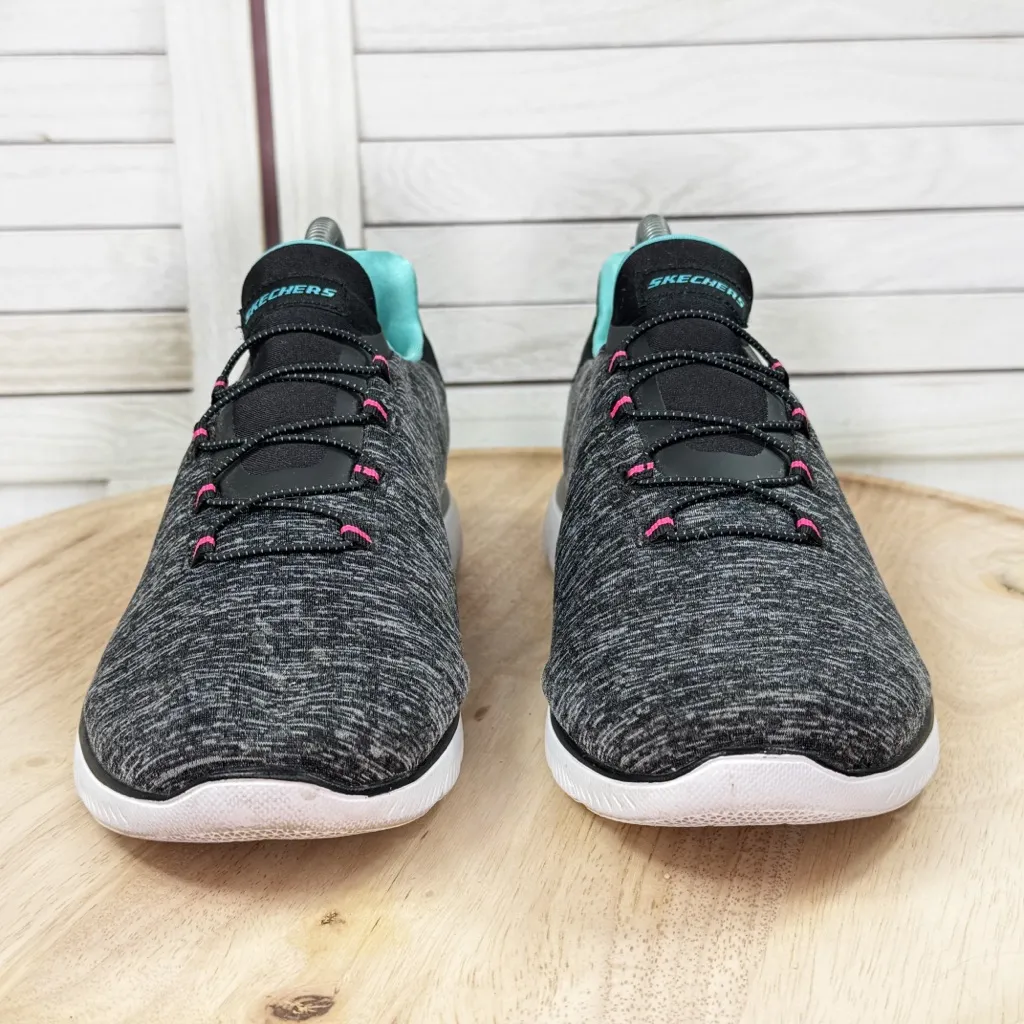 Skechers Summits Quick Getaway Slip On Sneakers Heathered Black Grey 9.5 Wide - Image 2