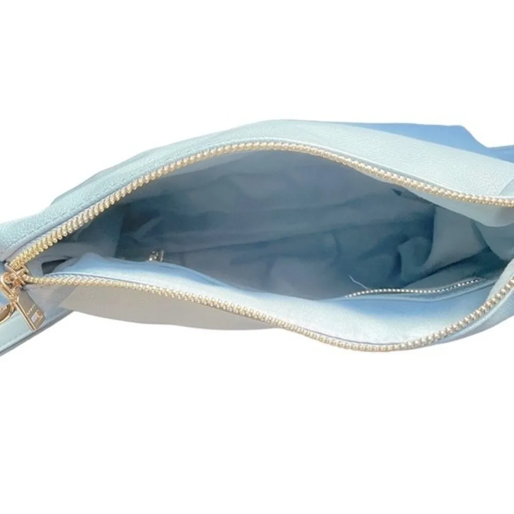 Bebe Crossbody Bag Faux Pebbled Leather Slate Blue Shoulder Purse Vegan Leather - Image 8