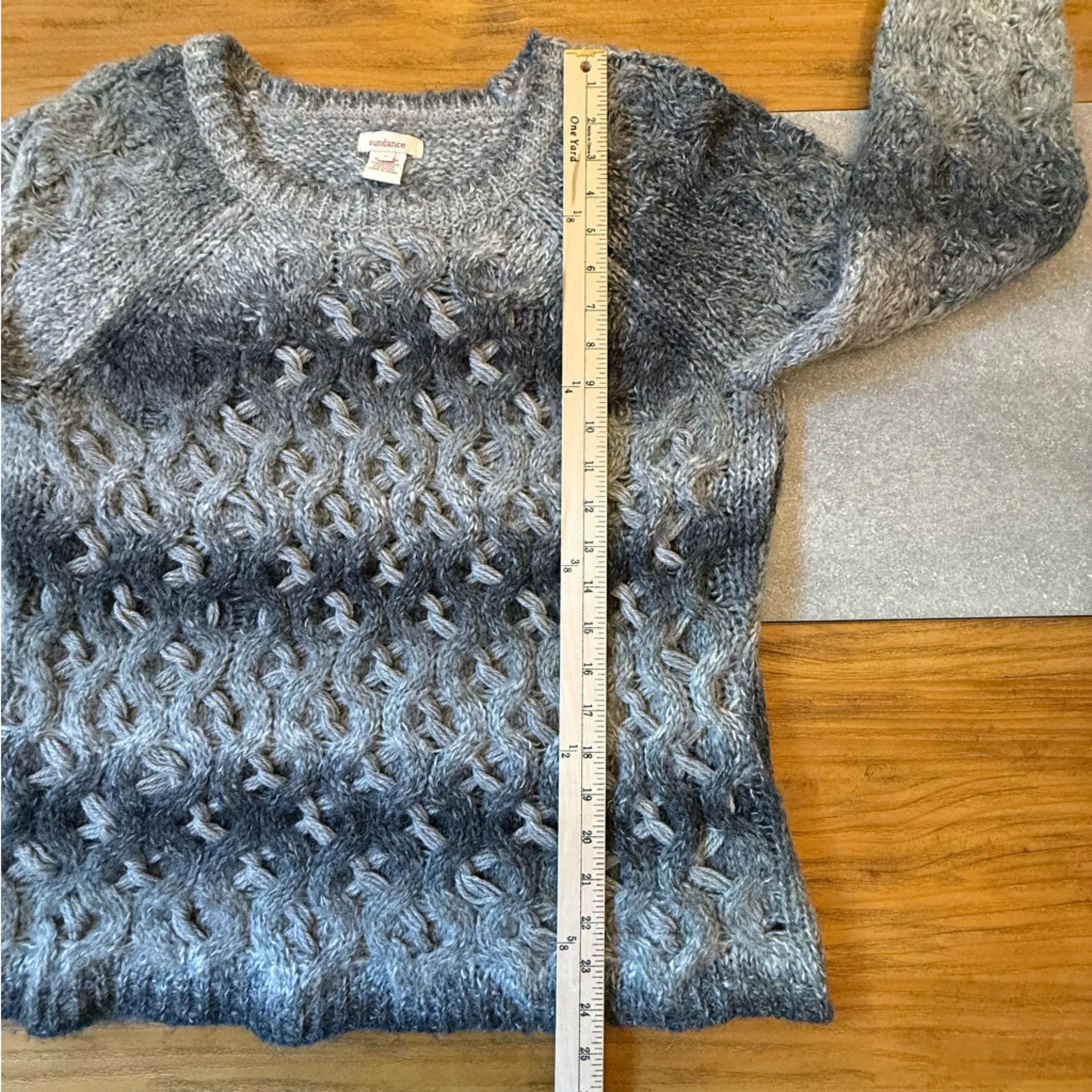 Sundance Gradient Gray Wool Blend Knit Sweater Size Large - Image 11