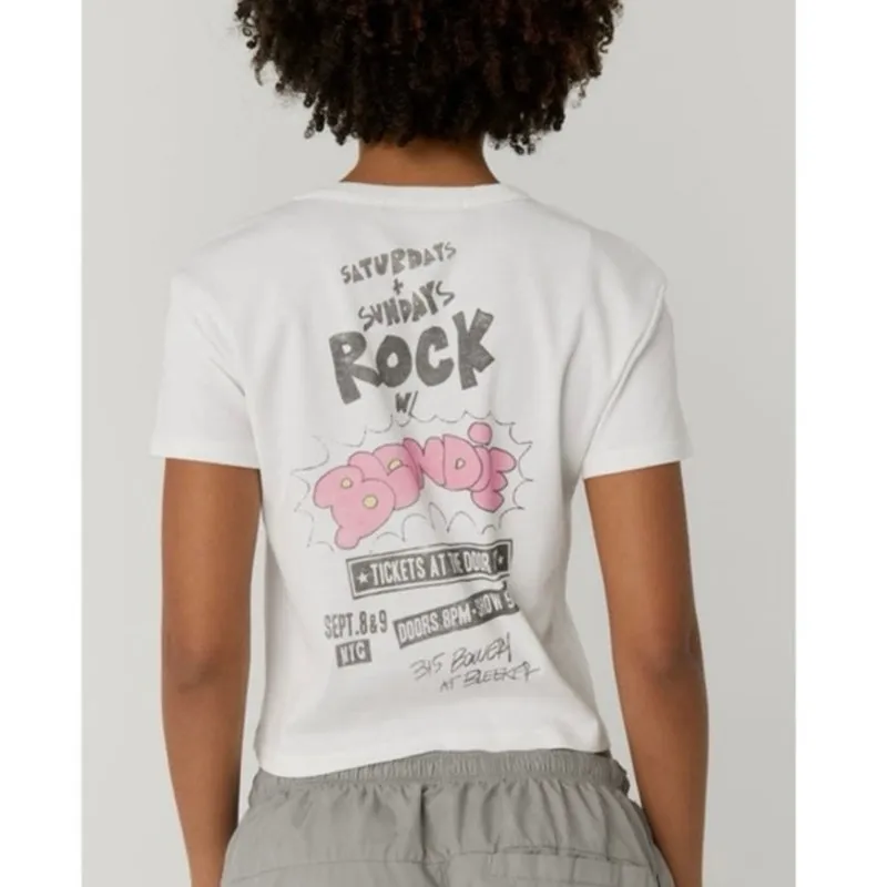 Revolve Daydreamer 100% Cotton White Blondie Live Concert Cropped Tee Size Small - Image 2