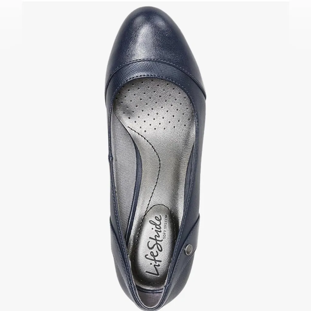 NEW Blue Leather LifeStride Dreams Pump Wedge Shoes 7 - Image 8