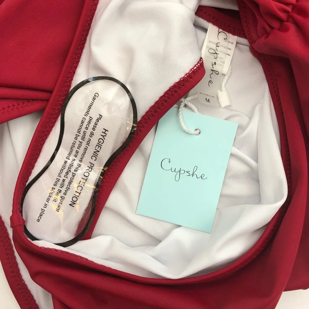 NEW Cupshe Keep Secrets Halter One Piece Swimsuit: Dark Brick Red - Image 7