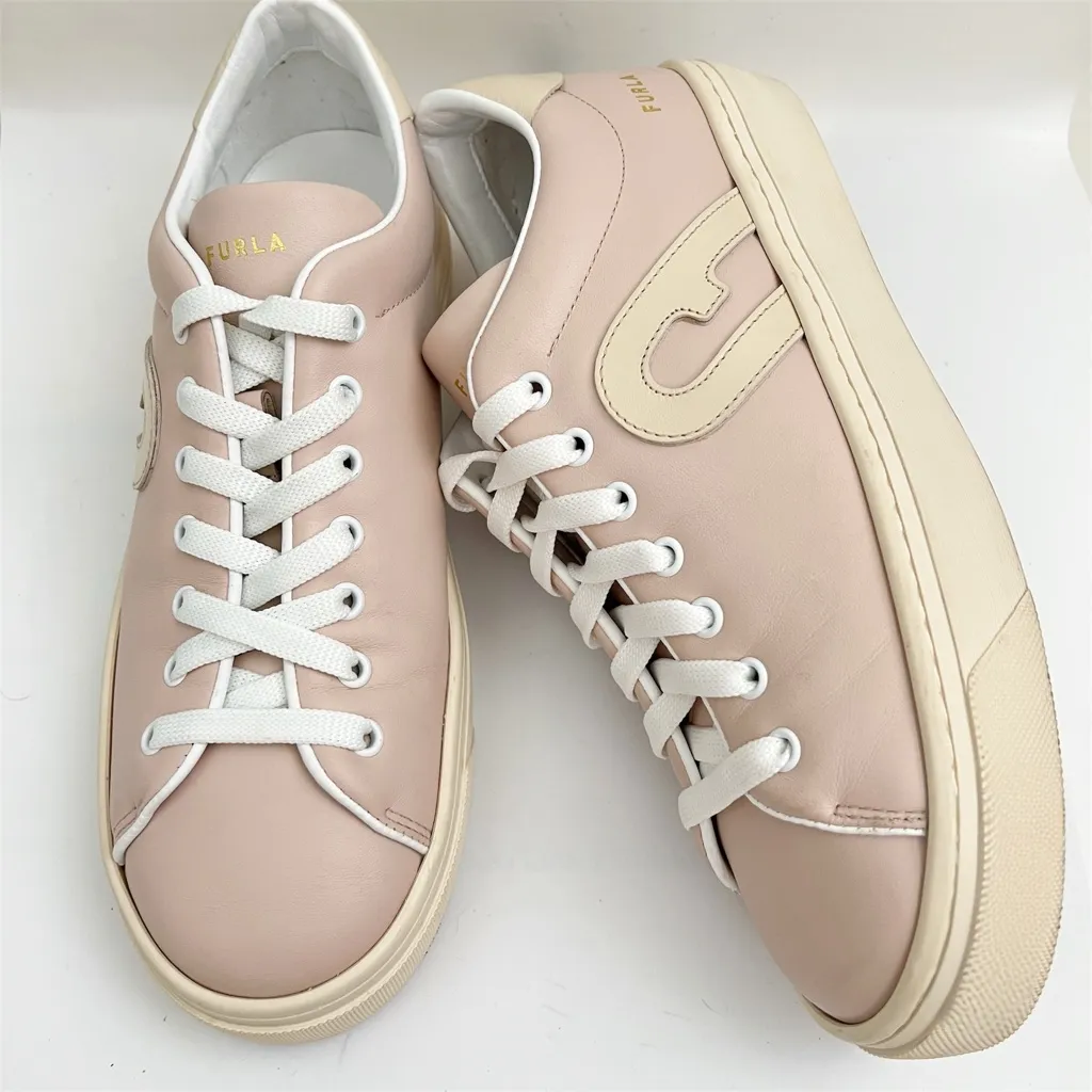 Furla leather Sneakers size EU 41 / US 10.5 Women's Pink and Cream - Image 2