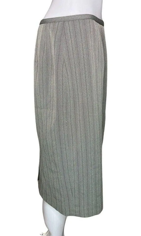 Blacker by Stanley Blacker Skirt Women 8 Gray Herringbone Pencil Straight Preppy - Image 2