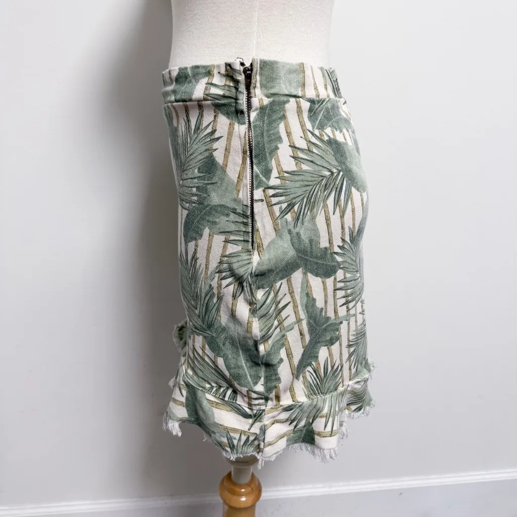 Show Me Your Mumu Ivory Green Bamboo Palm Mini Skirt Sleeveless Crop Top Set XL - Image 9