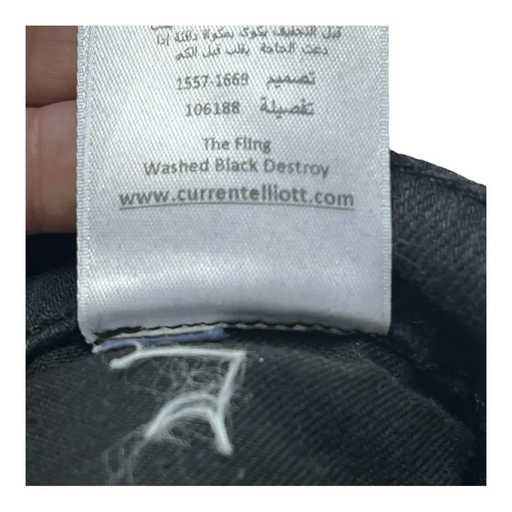 Current/Elliot The Fling Washed Black Destroy Boyfriend Black Jean Women Size 23 - Image 11