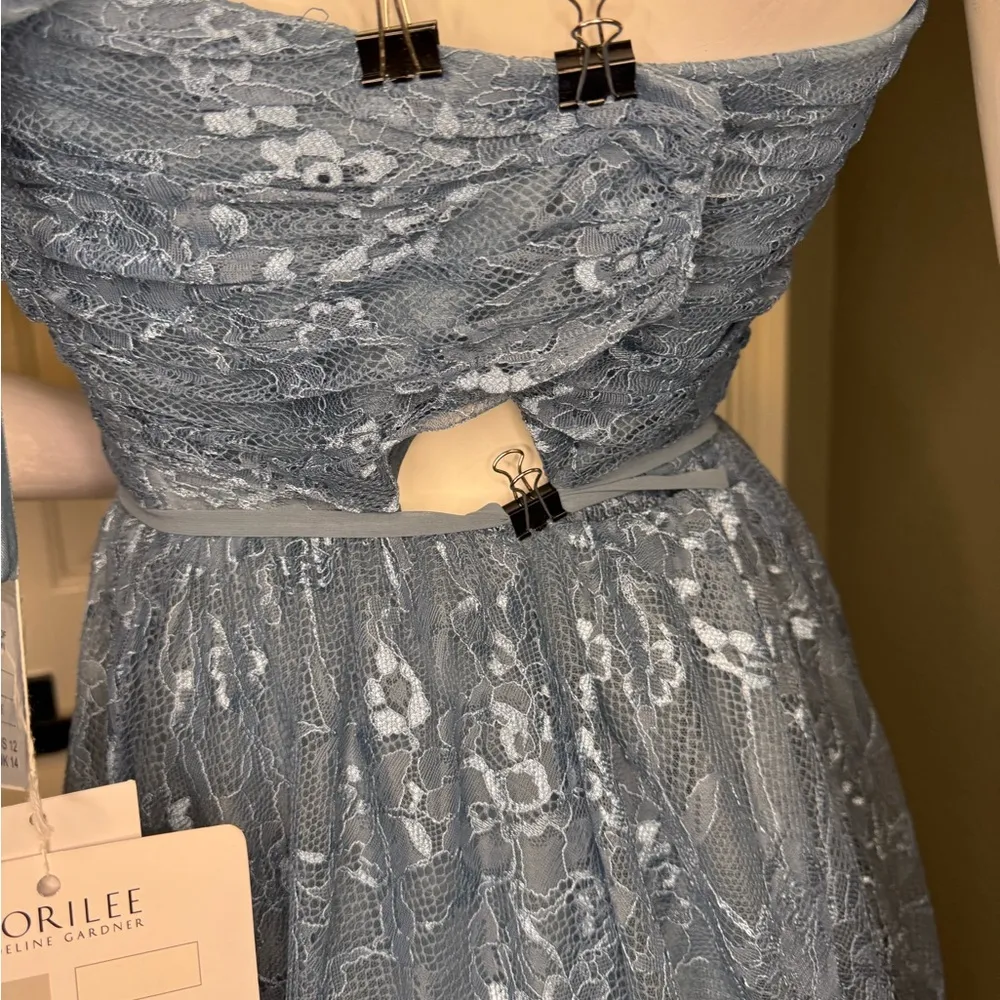 Mori Lee Bridesmaid, Social, Formal, Prom Dresses, size 12 Color Slate Blu - Image 15