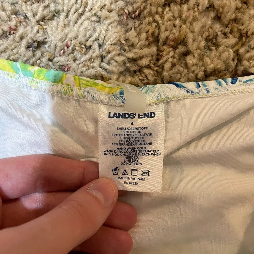 Lands End 4 Twist Front Underwire Tankini Skirt Bottoms Swimsuit Set Lemons Blue - Image 10