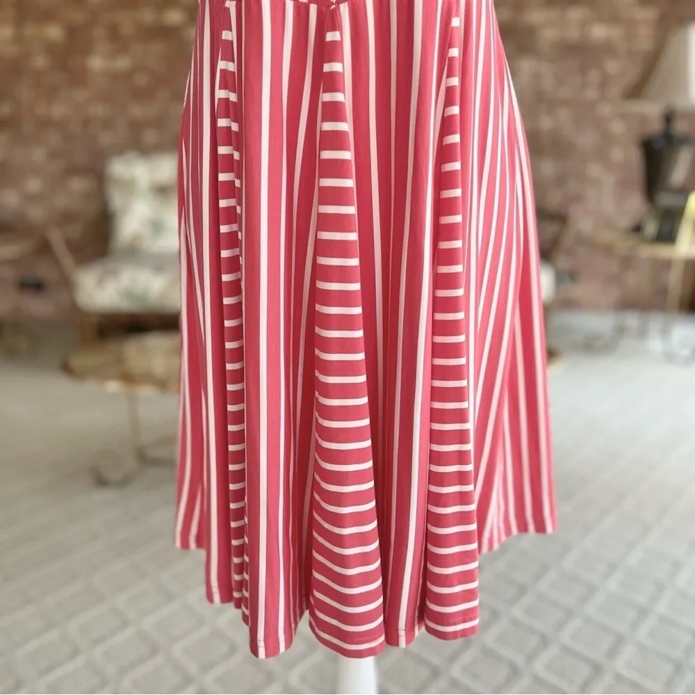 Charming Charlie Dress Skater Pink Striped Skater Sleeveless Stretchy V-Neck M - Image 8