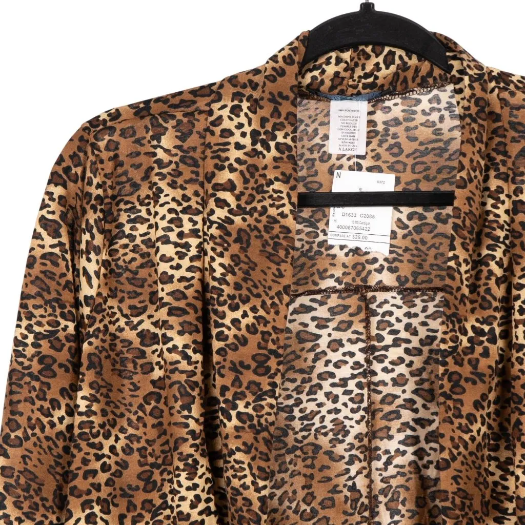 American City Wear Leopard Print Cardigan Sweater XL Womens NEW Open Front USA - Image 2