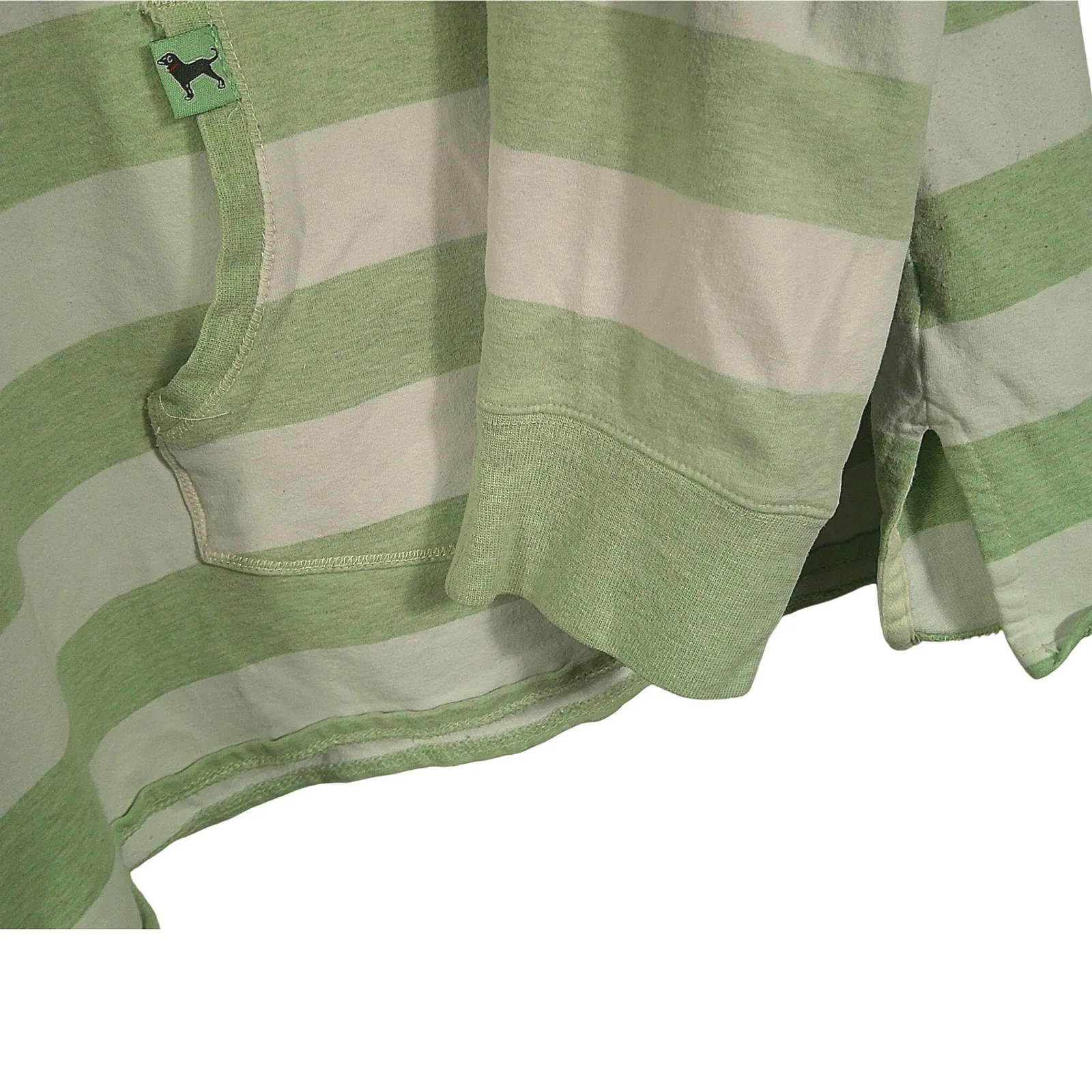 The Black Dog Striped Hooded Long Sleeve Shirt Women's XL‎ Logo Green & White - Image 4