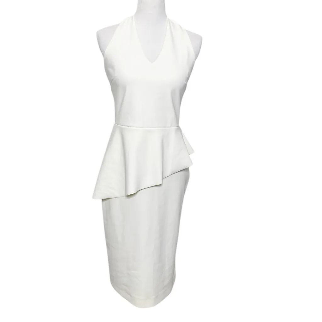 Chiara Boni La Petite Robe White Halter Peplum Dress Women’s Medium Cocktail - Image 2