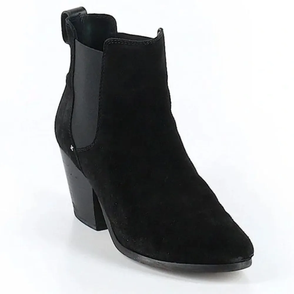 Rag & Bone Devon Boots Women's 39.5 9 Black Suede Ankle Stacked Heel Boots Biker - Image 10