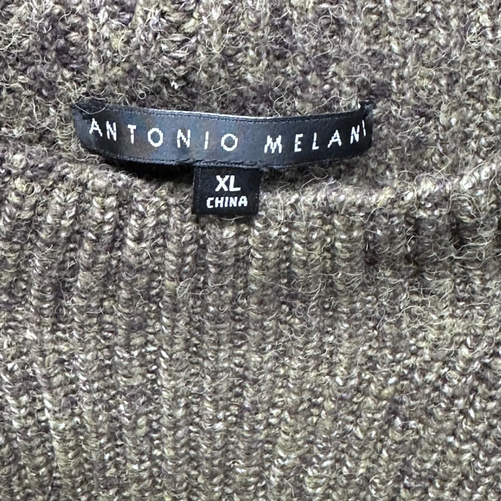 Antonio Melani Women's Green Ribbed Mock Neck Sweater Puff Sleeve Peplum XL - Image 5