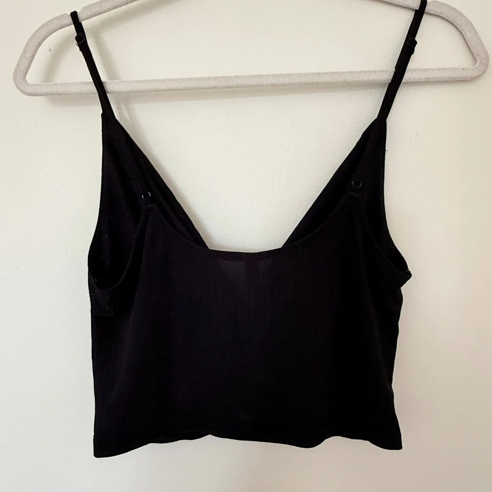 Free People Call It Crop Black Sleeveless Twist Front Sweetheart Tank Sz L - Image 4