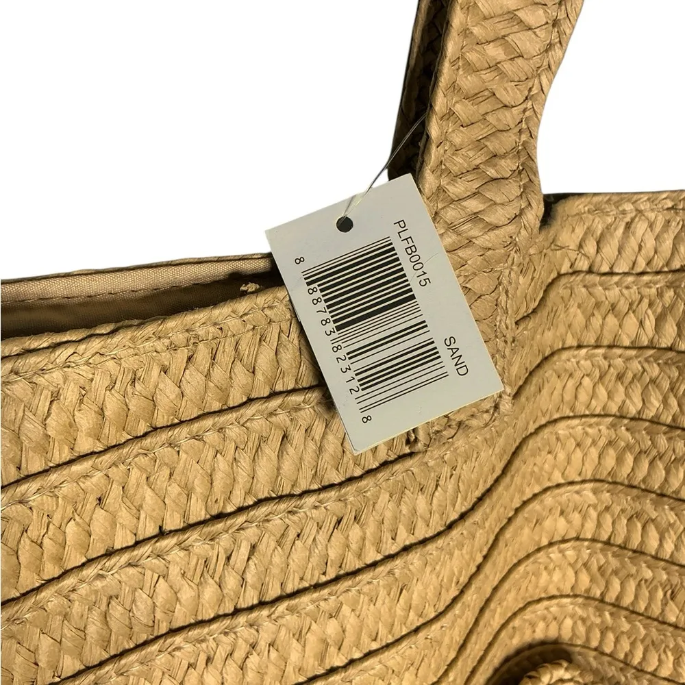 Oversized Straw Tote Escape Beach Weekend Bag Sand Tan Teal Blue Large 23 Inch - Image 7