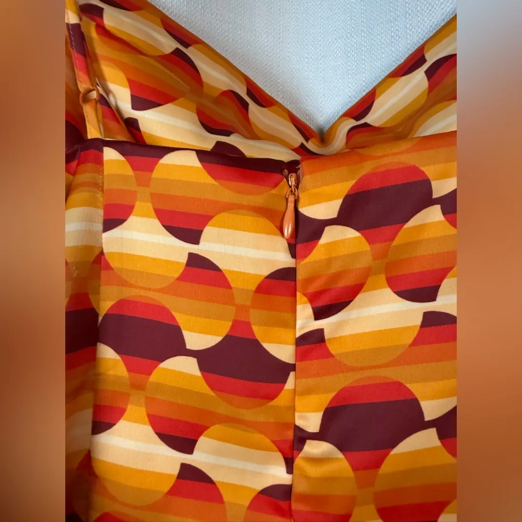 Urban Outfitters Mallory Cowl Neck Orange Retro Slip Mini Dress Size XS - Image 6