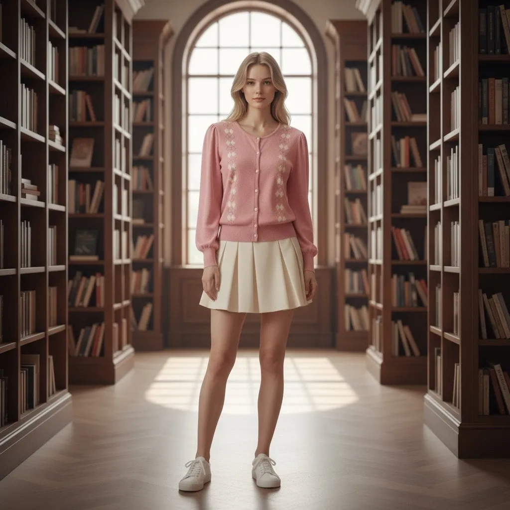 Pink Argyle Women’s Pointelle Detail Button Up Cardigan Y2K Coquette Style - Image 2