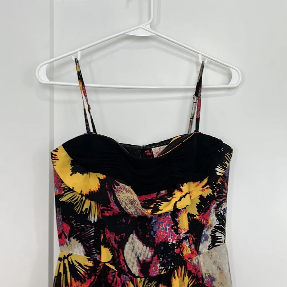 Plenty by Tracy Reese Anthro Silk Size 4 Black, Pink, Floral Strapless Dress - Image 3