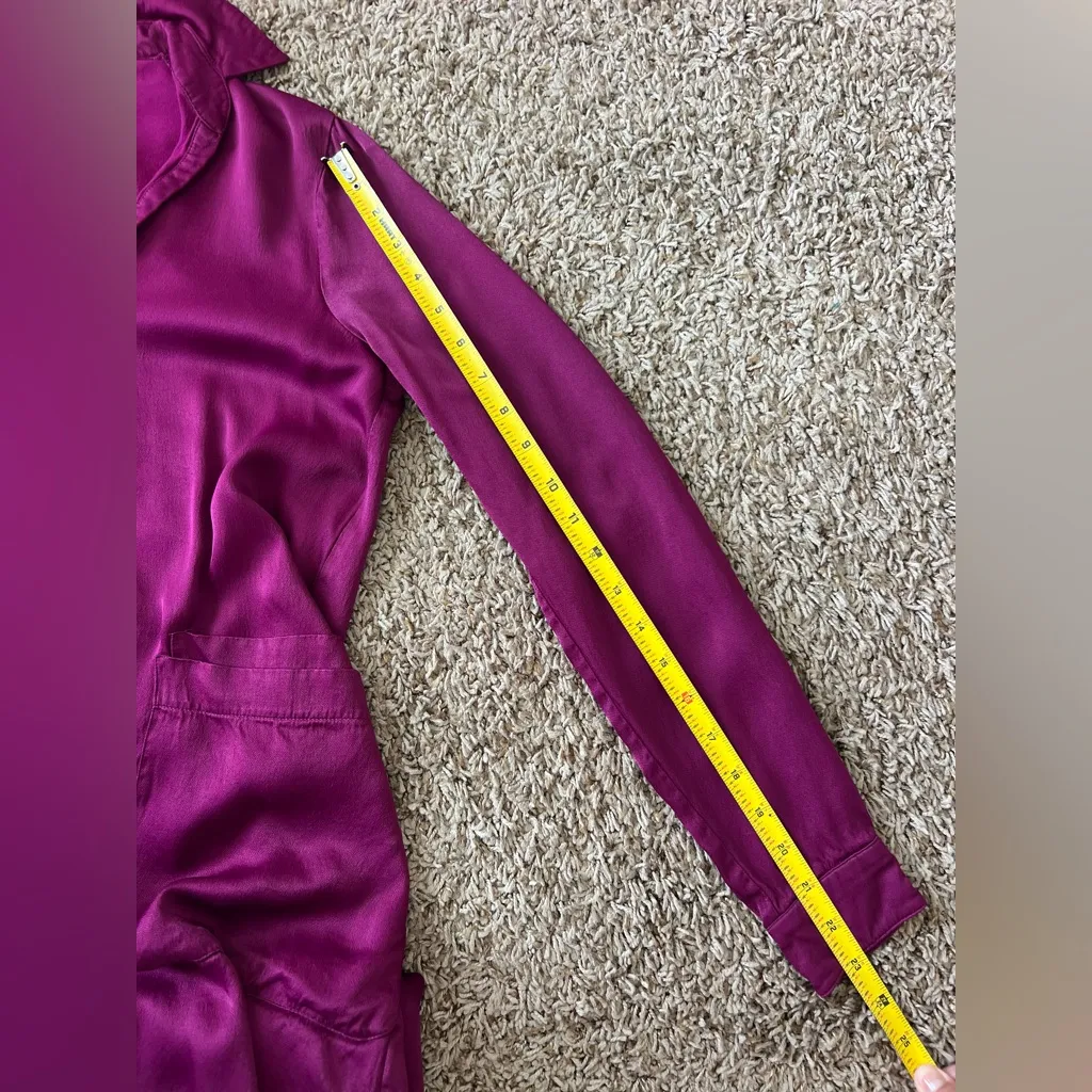 Free People Boho Satin Tunic V-Neck Dress Magenta XS - Image 11